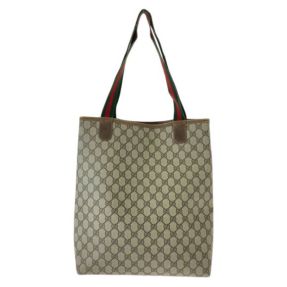 Gucci Vintage GG Supreme Canvas Leather Tote Bag - Picture 2 of 3